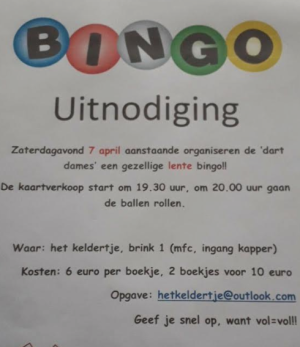 Dartdames uit Sleen organiseren lentebingo