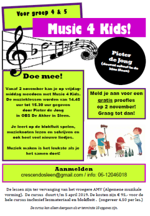 Music 4 Kids van start in Sleen