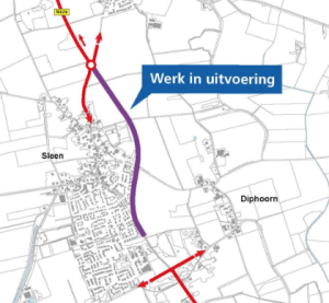 N376 bij Sleen ruim twee maanden dicht