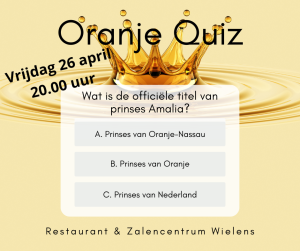Oranje Quiz op 26 april in Noord-Sleen