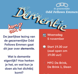 Odd Fellows organiseert lezing over dementie